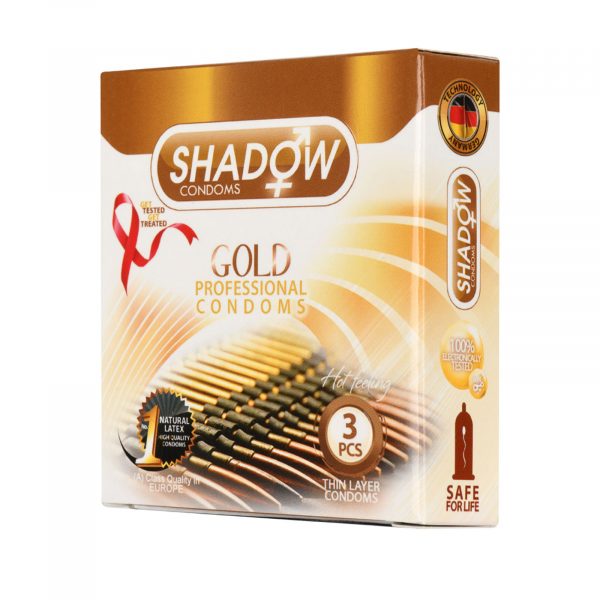 کاندوم شادو مدل طلایی (Gold) بسته ۳عددی